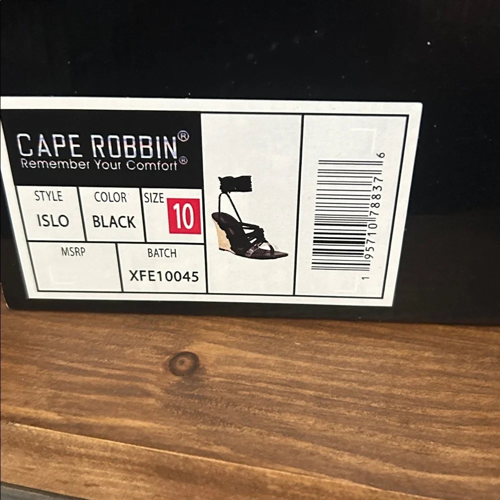 Cape Robbin Black Lace-Up Espadrille Wedge Sandals new in box size 10